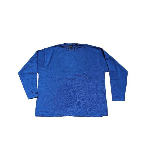 Bachrach Men's Blue Crewneck Cotton Ribbed Knit Long-Sleeve Sweater Size 2XL - Picture 2 of 6